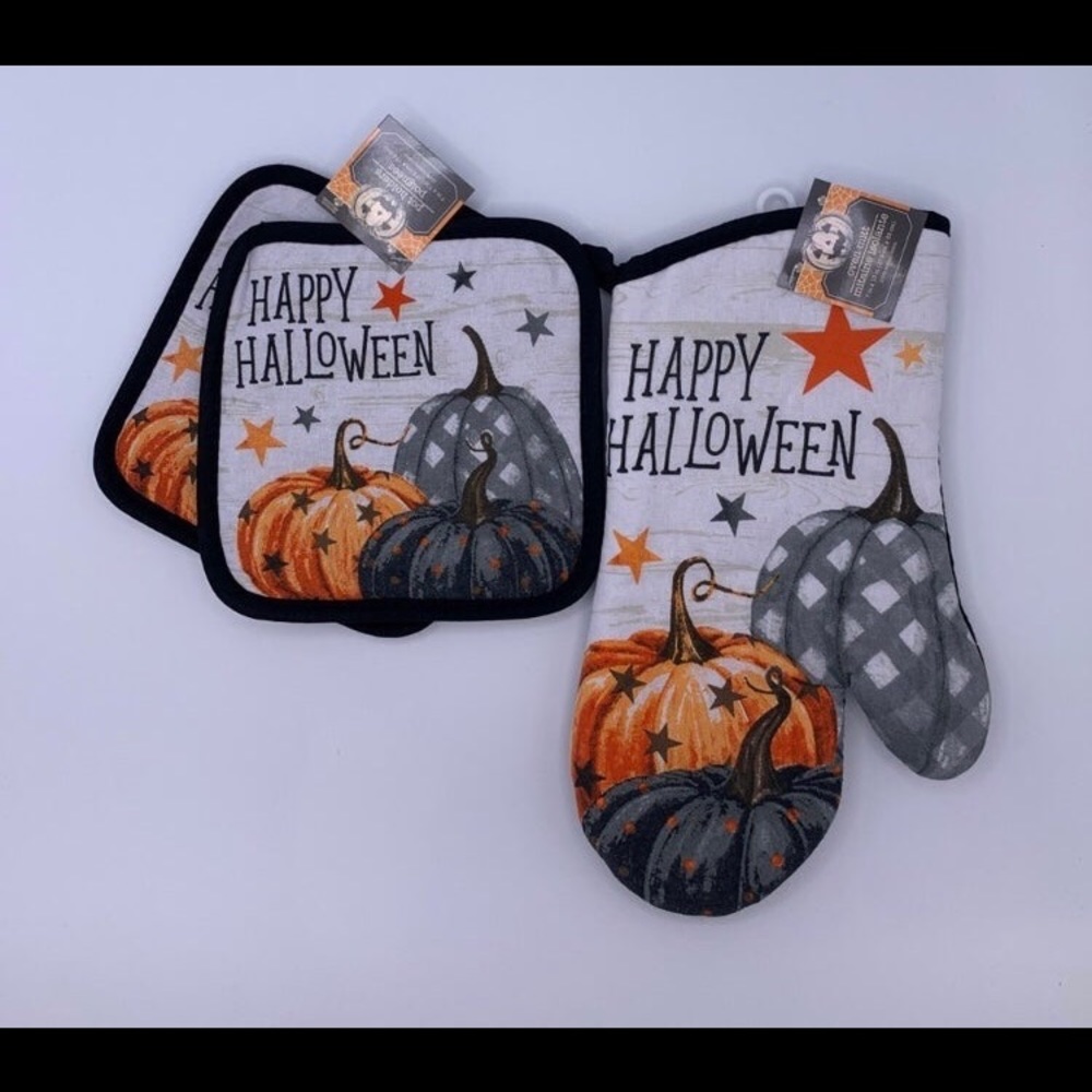 Halloween pot holders Happy Halloween home kitchen decor Set of 3